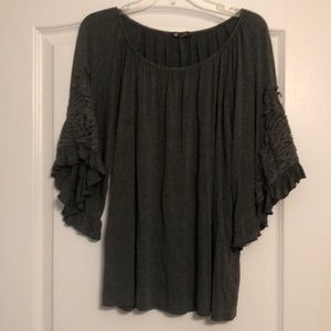 Gray blouse with lace detail
